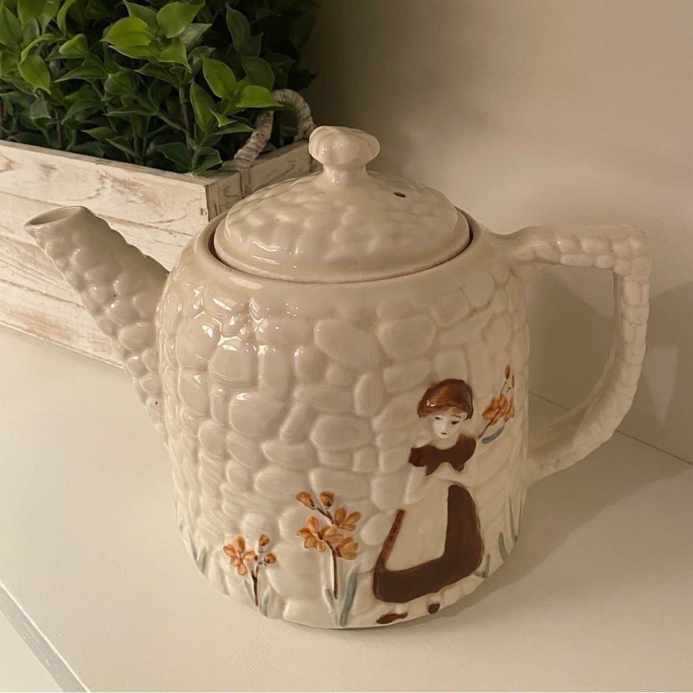 Porcelier Cobblestone 8-cup teapot | coffee pot made in USA. Early Mid Century